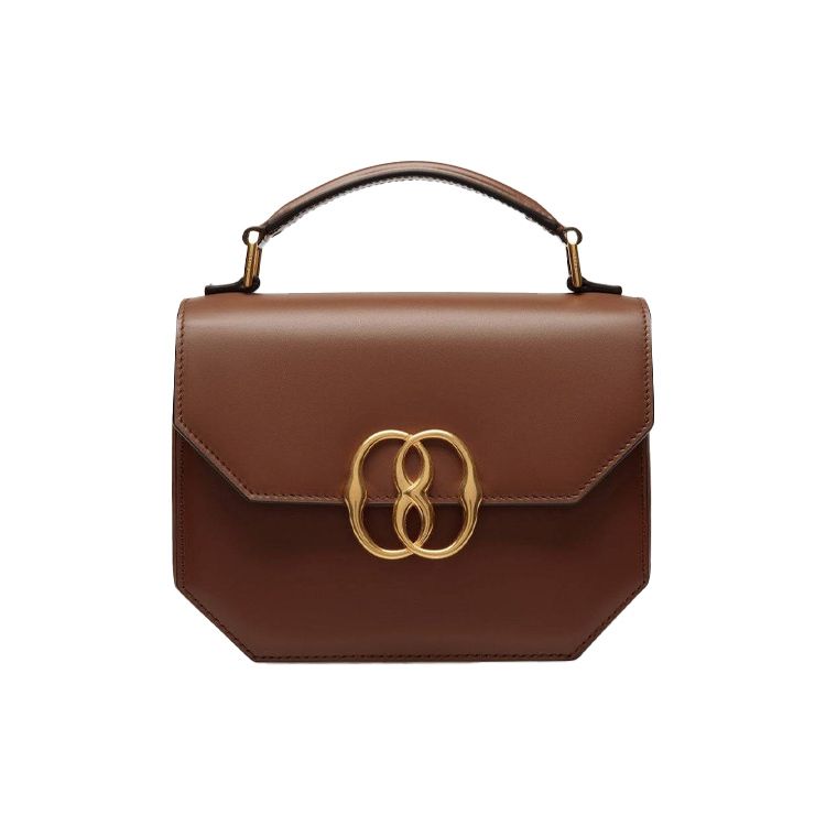 Bally Emblem Solid Color Glossy Logo Magnetic Buckle Flap Gold Hardware Leather Square Shoulder Crossbody Handbag Mini Women Handbag Brown 6304713