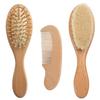 MOMI Baby Brush, Baby Comb, Set of 3, Natural Goat Hair, Newborn, Scalp Massager, Smooth, Baby Gift
