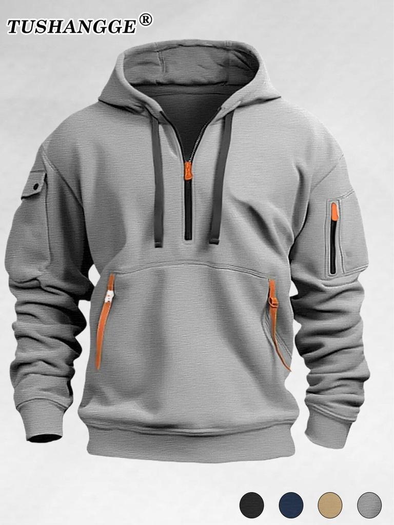 Men's Multi-Pocket Zipper Hoodie: Spring/Autumn Casual Sports Jacket