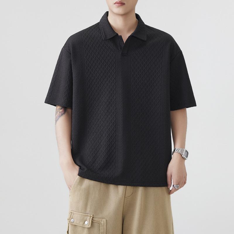

Men s Black Diamond Jacquard Short Sleeve Polo Shirt M чорний