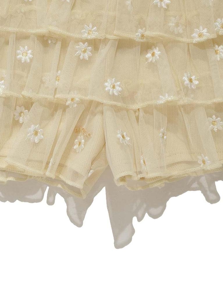 Gelato Pique Kids Daisy Tulle Shorts PKCP251466 YEL