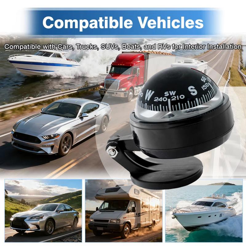 Adjustable Car Dashboard Navigation Compass Ball Mini Navigation Compass Camping Guide Ball Universal For Marine Boat Vehicle