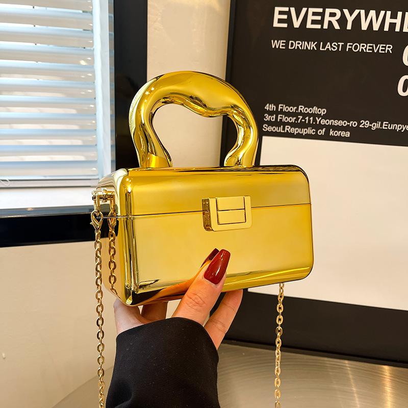 Acrylic box bag women's 2025 new European and American fashion glossy shoulder bag versatile chain messenger dinner bag