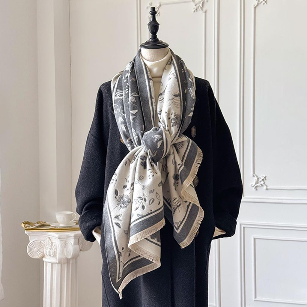 New Bee And Floral Leaf Design Winter Imitation Cashmere Jacquard Scarves High Quality Women Thick Shawl Ladies Wool Pashmina Sc