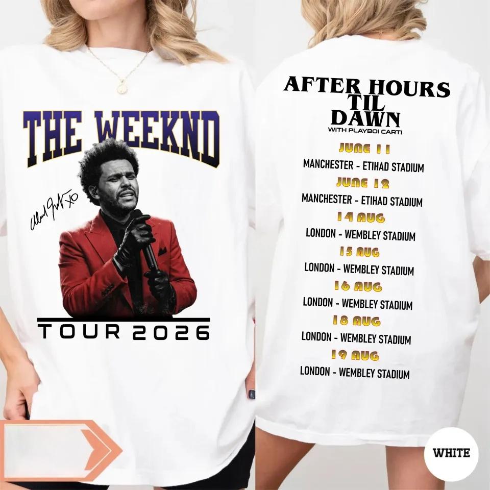 Rapper The Weeknd After Hour Till Dawn World Tour Tshirt Unisex Women Summer Cotton Clothing Hiphop Short Sleeved Top Unisex