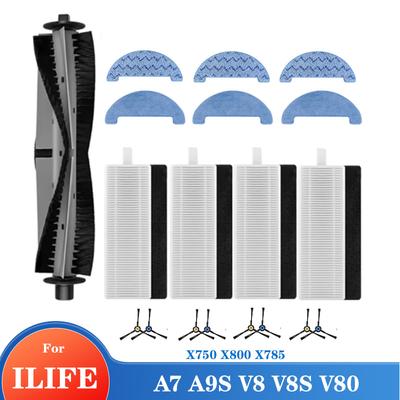 Reinigerteile für iLife A7 A9S V8 V8s X750 X800 X785 V80 L100 Silvercrest SSR1 SSRA1 Gummi-Set Haupt-Seitenbürste Hepa-Filter