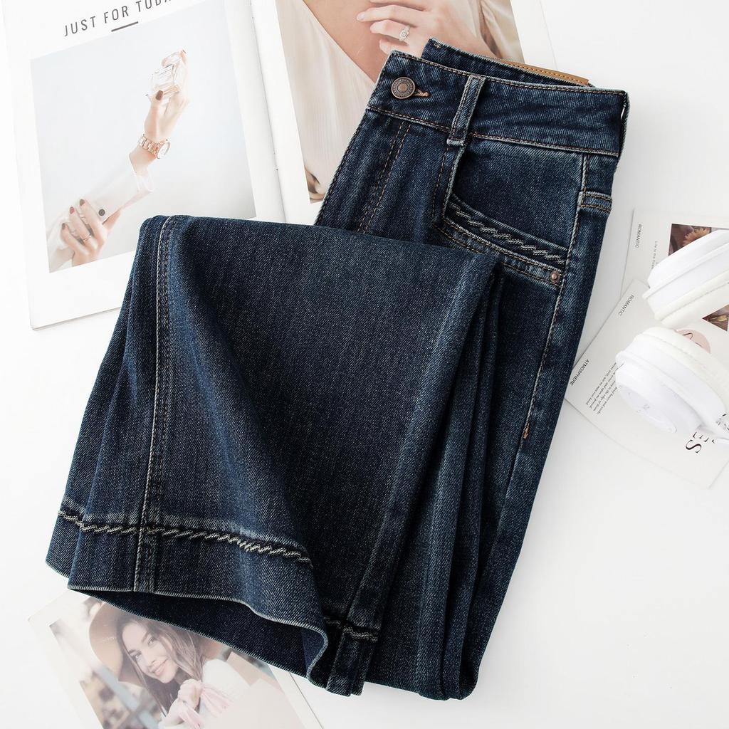 Women's High-Waisted Retro Blue Wide-Leg Jeans - Spring 2026 Collection
