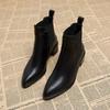 2026 New Women's Chelsea Boots for Autumn/Winter - Pointed Toe Ankle Boots, Leather Mid-Heel Pumps, French Retro Short Boots