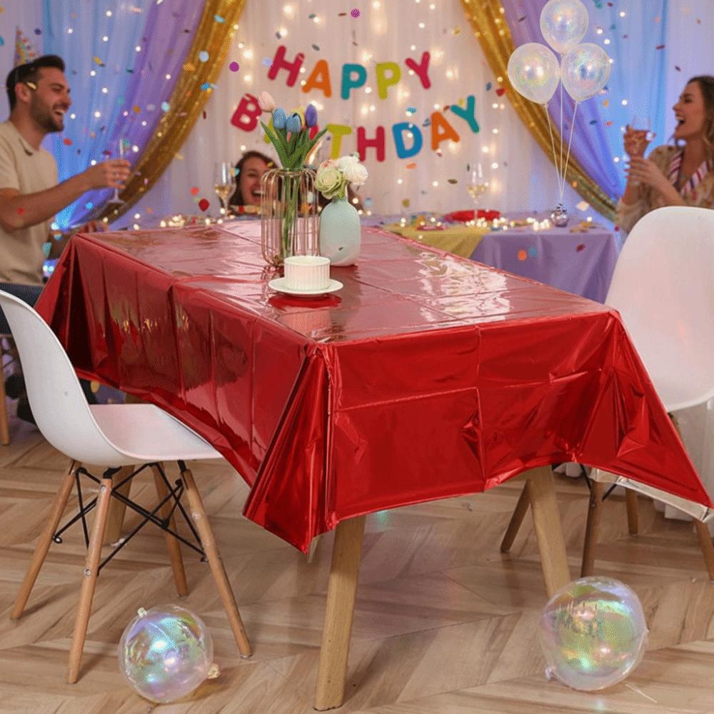 5PCS Colorful Aluminum Film Tablecloth Waterproof Plastic Tablecloth  Holiday Celebration