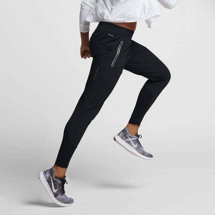 (WMNS) Nike Small Logo Elastic Waistband Running Sports Long Pants Black Women's 885259-010