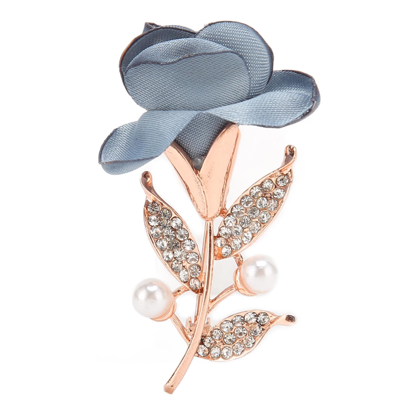 Женская брошь-булавка Синяя роза со стразами Ретро Элегантный стиль Хрустальная брошь для вечеринки Свадьбы Дня рождения