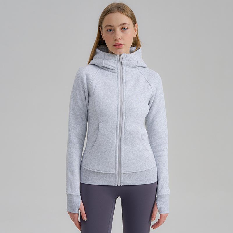 Sportswear sweater jacket autumn and winter new jacket zipper hooded fleece long-sleeved running yoga clothes top versatile