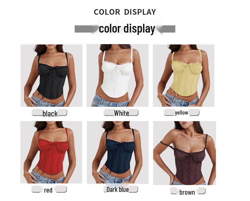 2025 Summer Sexy Lace Patchwork Tie-Up Sling Vest for Women