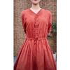 Retro Ethnic Embroidered Cotton Jacquard Midi Dress - Slim Fit, Cinched Waist, Trendy Summer Style