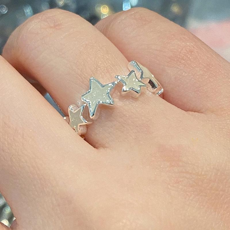 Pentagram-Finger Ring Adjustable Pink White-Star-Open Ring Cute Sweet Cool Jewelry Fashion Star Ring Valentines Day Gift