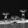 3Pcs Thicken Roman Column Candlestick Non-slip Transparent Candle Tray  Table Centerpiece