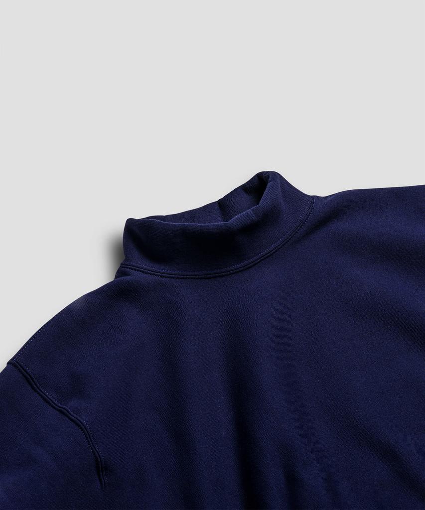 Kaembeoseupocheuweeo Cross Knit Mock Neck Sweatshirt, Navy (Type B)