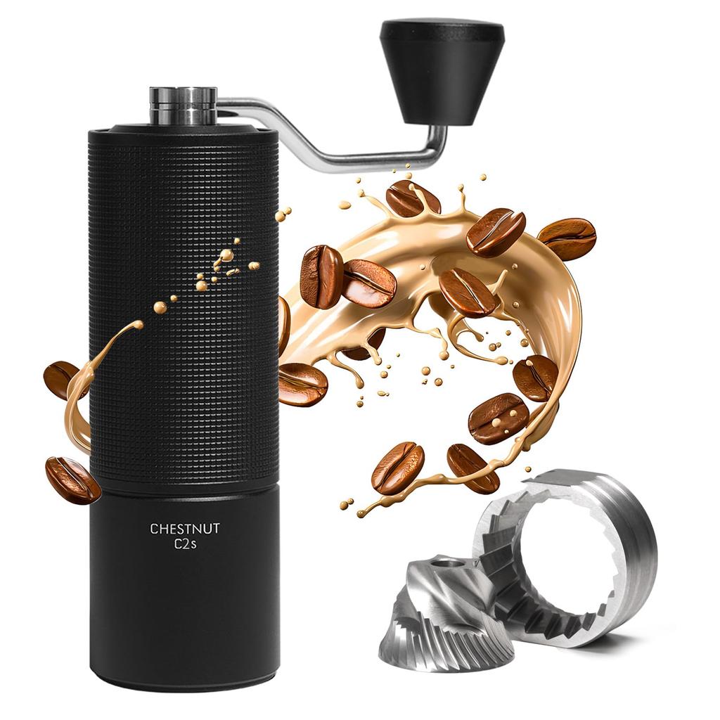 TIMEMORE Coffee Grinder, Manual Stainless Steel Cone Grinding Machine with Internal Adjustable Burr Settings, Chestnut C 2 S Capacity, 20g, Perfect