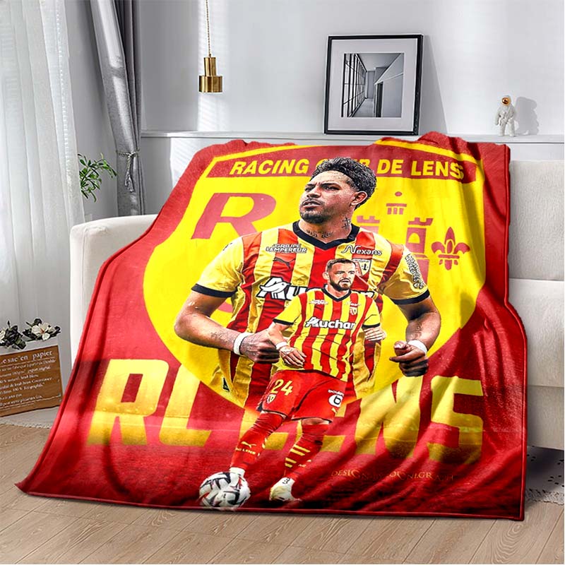 RC Lens Mining City Themed Flannel Blanket, Vintage Miner Helmet & Mine Shaft Print, Soft Warm Fleece Throw for Ligue 1 Football Fans Sofa Bed Decor