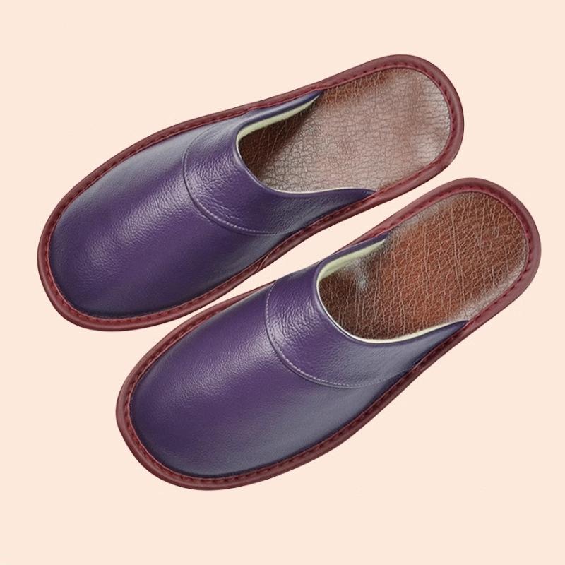 Роскошные мужские домашние тапочки ручной работы из коровьей кожи весенние мягкие удобные черные и коричневые домашние тапочки на плоской подошве для спальни мужская обувь 42 панси фиолетовый 1950₽
