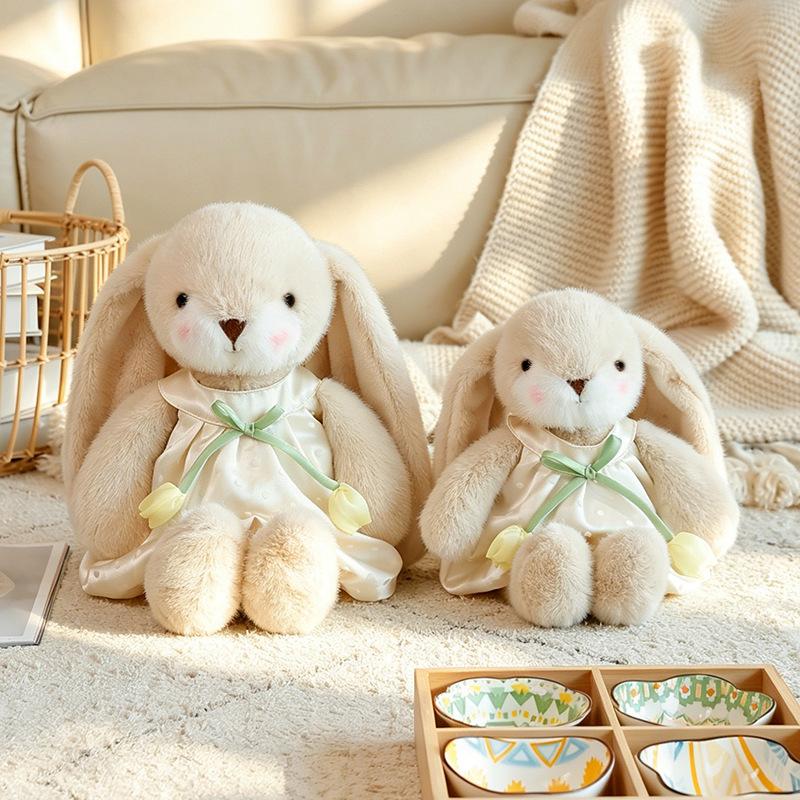 Stuffed Animal Skirt Rabbit Doll Cute Rabbit Long Ear Kapok Rabbit Plush Toys Floral Skirt Kawaii Bunny Stuffed Doll Home Decor