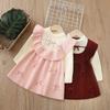 2025 Herbst und Winter Mädchen Schleife Strick Langer Rock Mädchen Pullover Röcke Kinder Pulloverkleid
