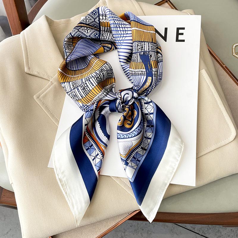 Luxury Horse Print Female Silk Neck Scarf Square Hair Scarves Foulard Head Band Shawls Wraps Neckerchief Bandana Women