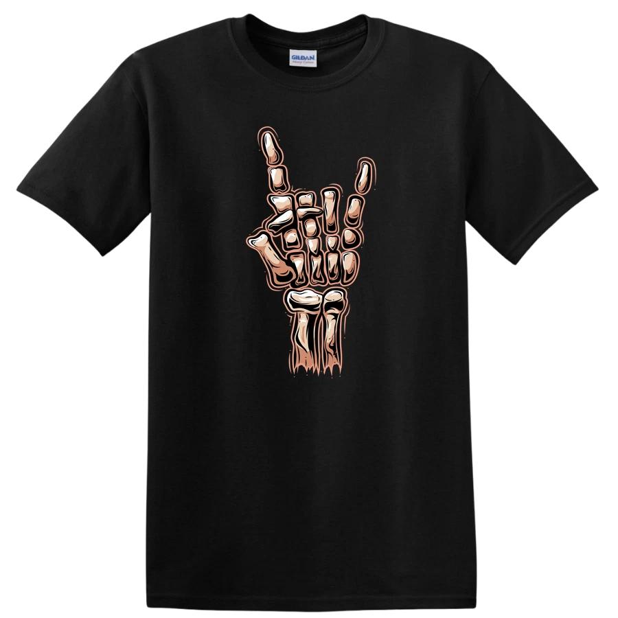 Rock Hand Skeleton T Shirt Graphic Skull Music Tee for Halloween Lovers XXXL