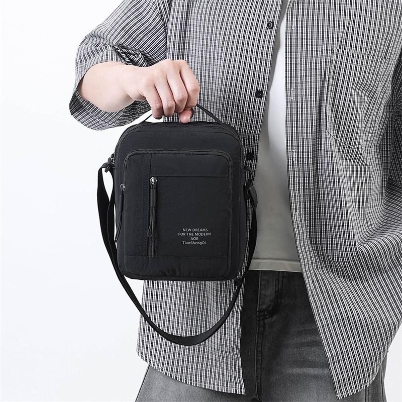 Men's Nylon Crossbody Backpack Fashionable Versatile Summer New Style Waterproof Single Shoulder Sling Bag Simple Design