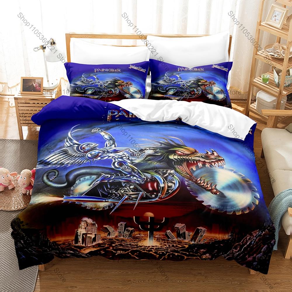 Dark Vintage Judas Priest Album Cover Print Duvet Cover + 2 Pillowcases Twin Full Queen King Rock Bedding Set