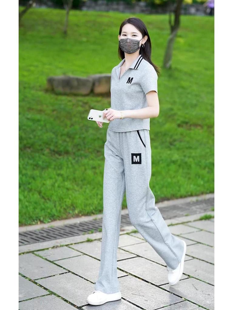 Women's Summer 2025 Fashion: Short Sleeve Top & Wide Leg Pants Set