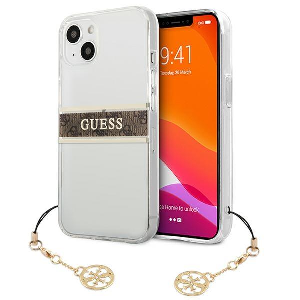 Guess Guhcp13Skb4Gbr Iphone 13 Mini 5,4 Transparent Hardcase 4G Brown Strap Charm