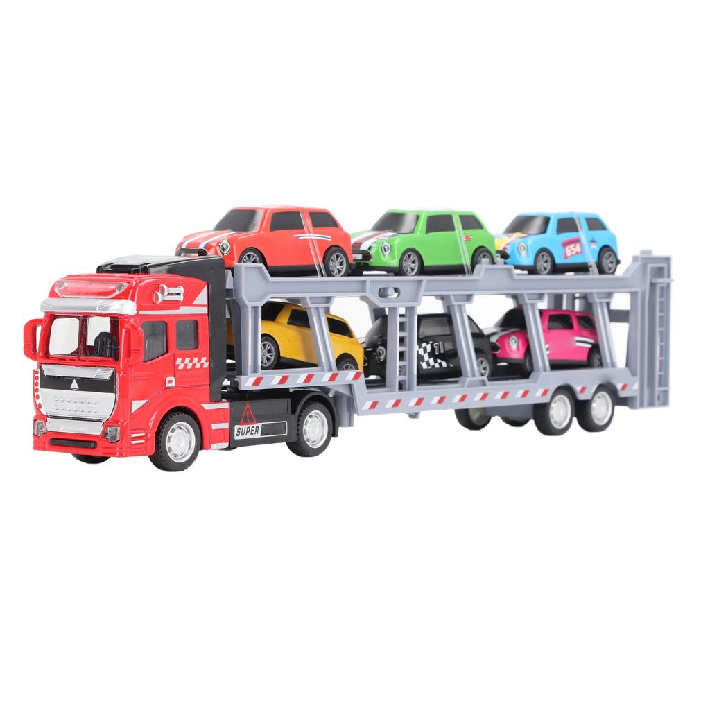 Transport Camion Portacaruri Jucărie cu 6 Mașinuțe pentru Copii Trage înapoi Detașabil Jucărie Interactivă