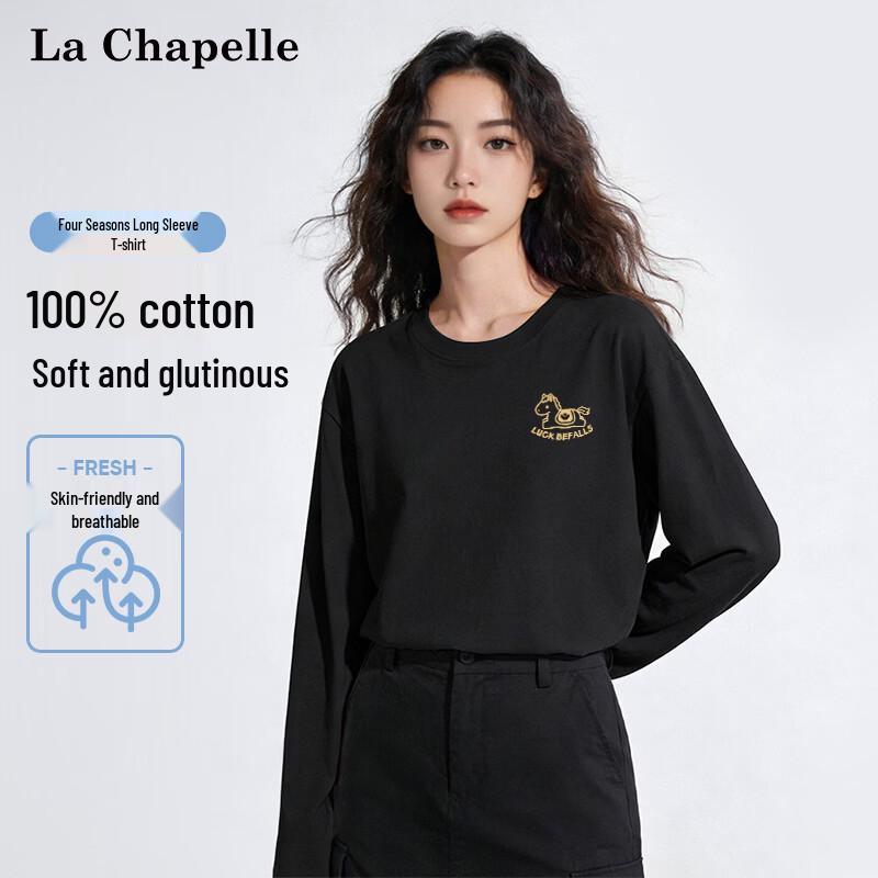 

La Chapelle Women s Lucky Steed Print Cotton Long-Sleeve T-Shirt M
