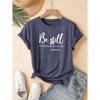 Slogan letter print fashion retro style women's summer casual sporty look,Round-neck short-sleeve top T Shirt