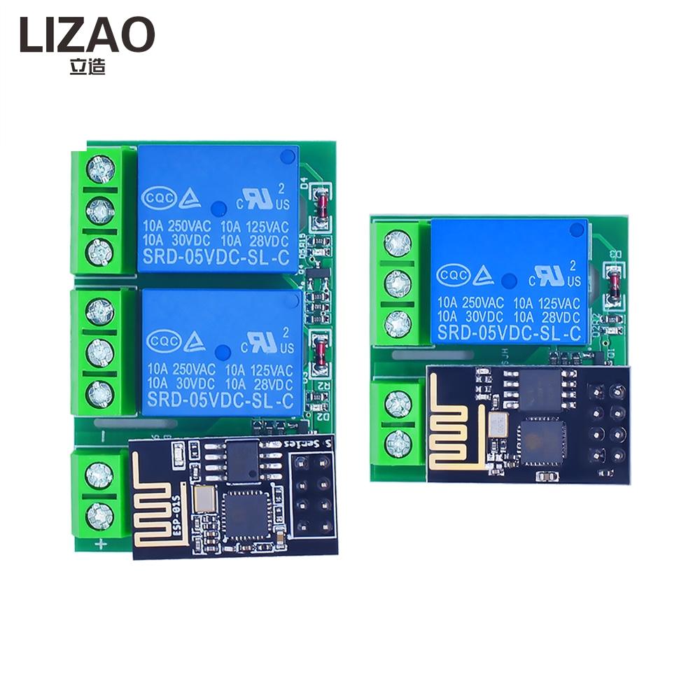 LIZAO 1 Channel ESP8166 WiFi Relay Module ESP-11 DC 1V with LED Indicator Reset Switch Low Level Trigger Relay Control Board