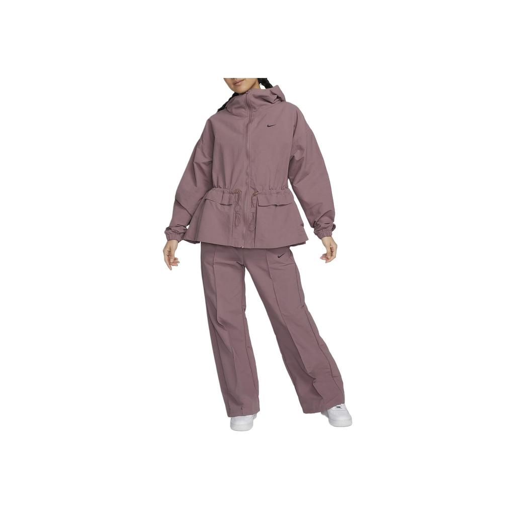 Nike Solid Color Lace-Up Mid-Rise Open Hem Design Casual Pants Women bottoms Smoky-Purple Red FQ3589-208