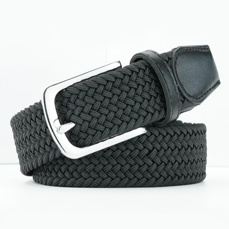 Мужской ремень Новый простой наружный эластичный плетеный ремень Повседневный нейлоновый ремень Ремень с пряжкой-булавкой Мужской 105cm