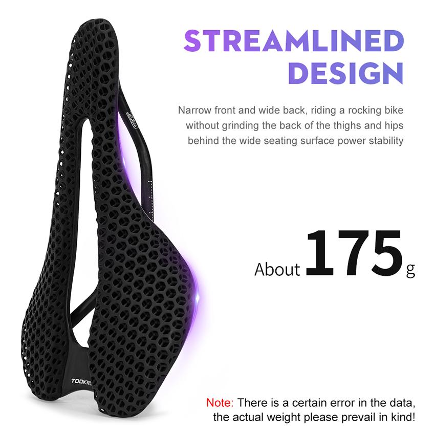 TOSEEK Short Nose 3D Printed Carbon Saddle 7x9mm Carbon Rails Breathable Honeycomb Road MTB Bicycle Seat Ultralight Racing Model