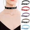 Punk Personality Black Leather Geometric Eyelets Rivets Collar for Women Men Fashion Hip Hop Necklace Bracelet Dual Use Jewelry