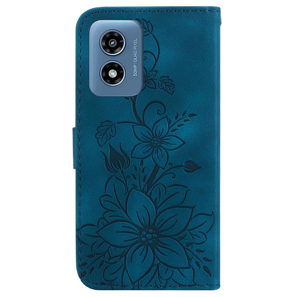 For Motorola Moto G Play (2024) 4G Wallet Case Flower Imprint Leather Cell Phone Cover