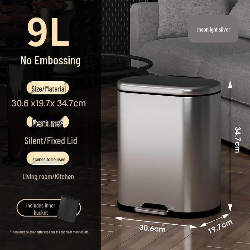 Stainless Steel Soft-Close Foot-Operated Trash Can for Kitchen, Living Room, and Bathroom