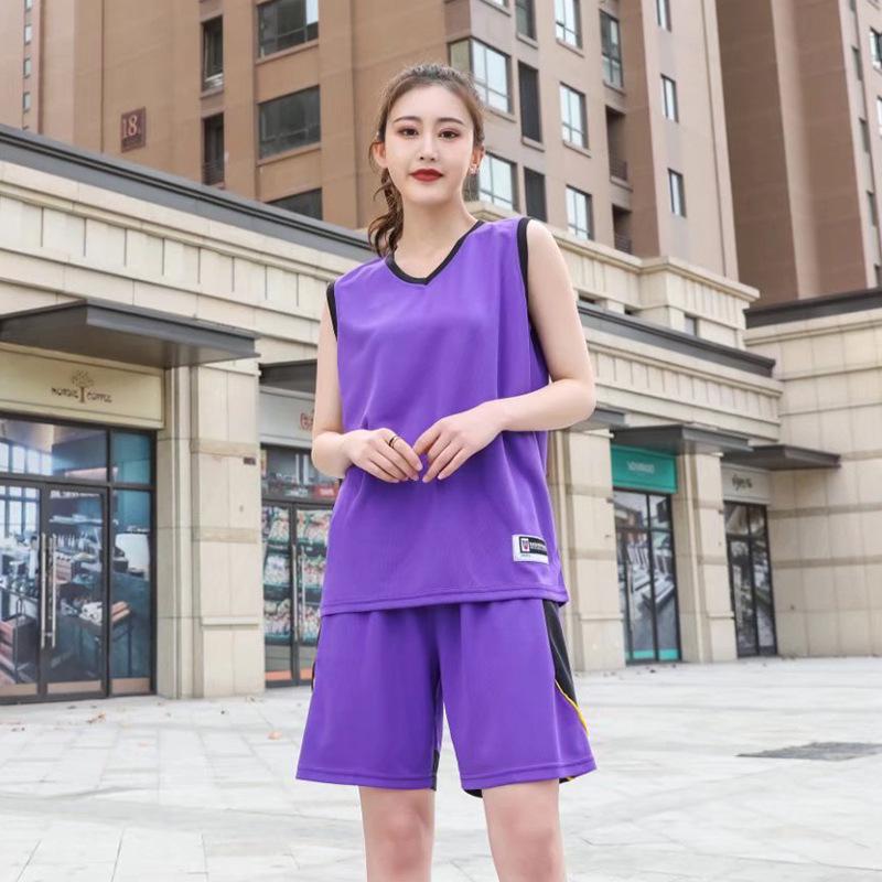 

Комплект женской баскетбольной майки без рукавов свободного кроя для студентов и тренировок девушек Small фиолетовый