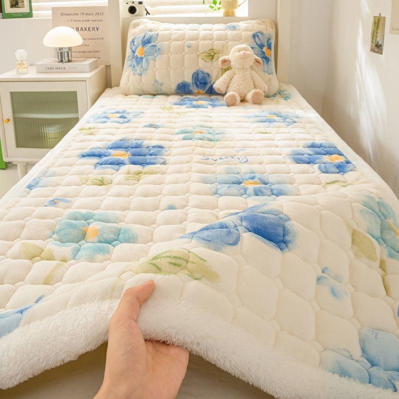 Autumn and winter milk velvet mattress cushion plus velvet mattress pad mattress pad household coral velvet thick warm1pcs
