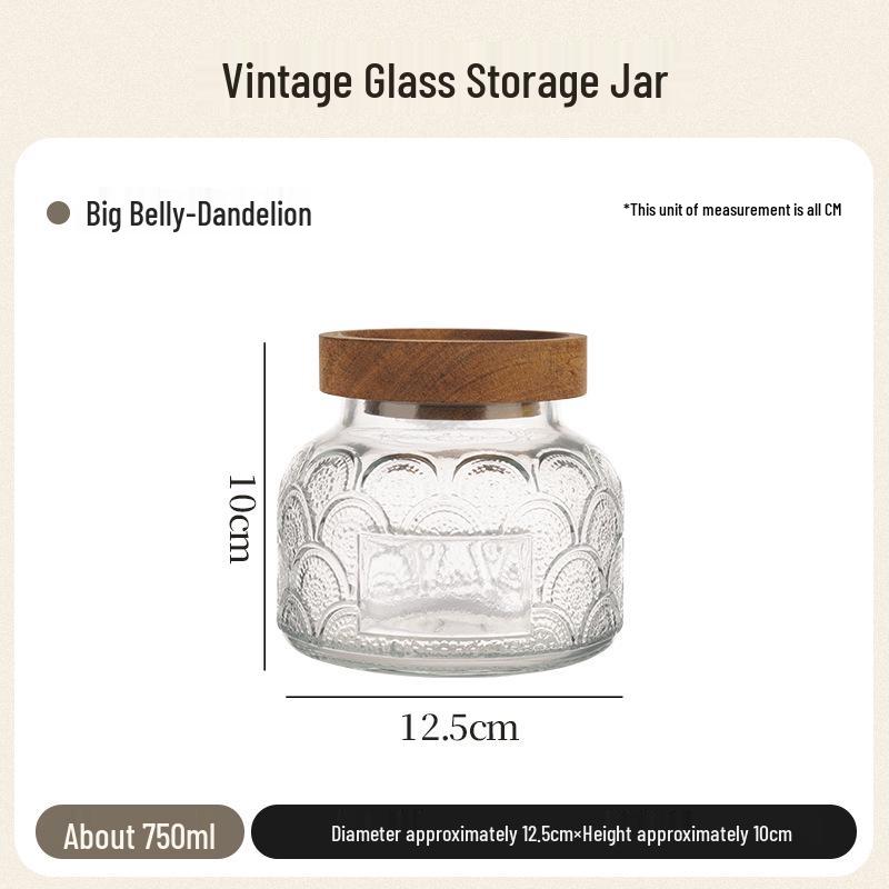 Retro geprägtes Glas Vorratsglas für Getreide, Lebensmittel und Tee - Versiegelter Küchenbehälter