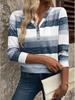 European & American V-Neck Striped Long Sleeve Women's Casual T-shirt