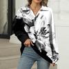 Women's Summer Fashion Casual  Printed V-Neck Long Sleeve Shirt Top