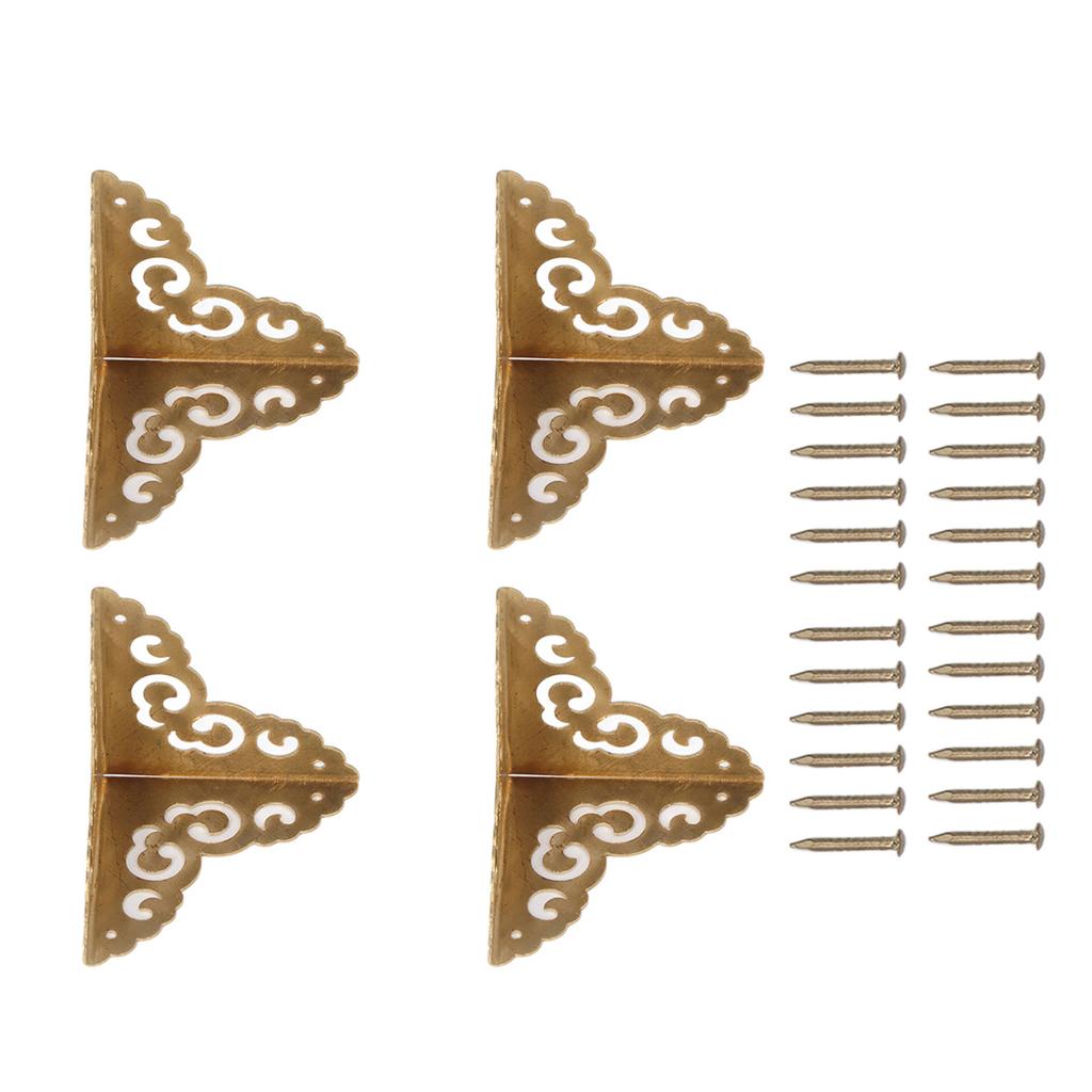 4pcs Brass Jewelry Box Corners Retro Cloud Totem 5cm Side Length High Strength Box Corner