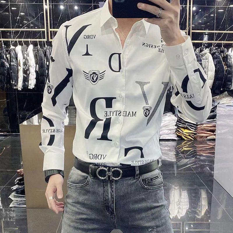 Spring Autumn KPOP Fashion Style Harajuku Slim Fit Tops Loose Casual All Match Shirt Korean Style Pointed Collar Printed Blusa