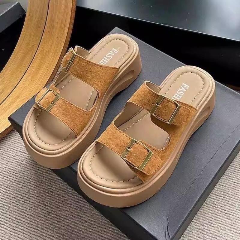 New platform shoes one-word slippers women's outer wear summer skirt casual beach cool slippers